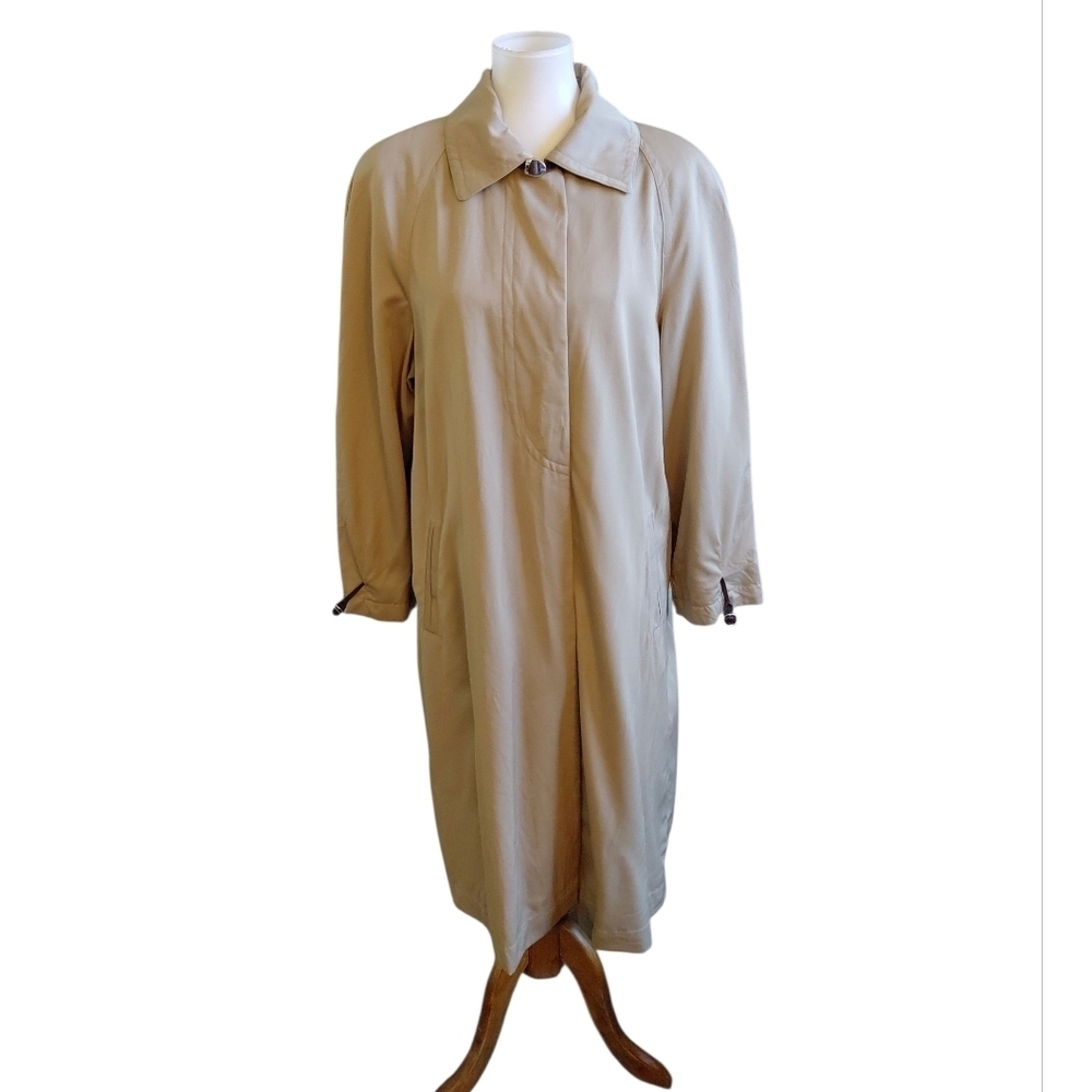 Vintage Marisa Minicucci Women's Trench Coat Full Length Tan Wool Coat Large